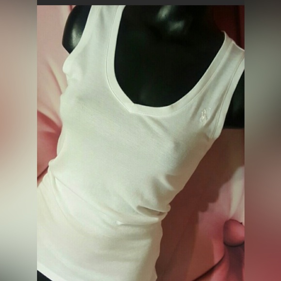 NWT Ralph Lauren White V Neck Sleeveless Tee Sz M - Picture 4 of 9